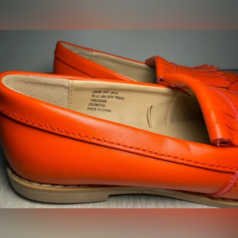 Janie‎ and Jack Orange Leather Tassel Loafer Shoes Kids Size 9